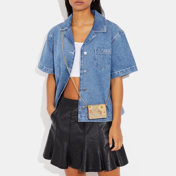 Mini Wallet On A Chain In Signature Canvas With Floral Cluster Print - Picture 2 of 6